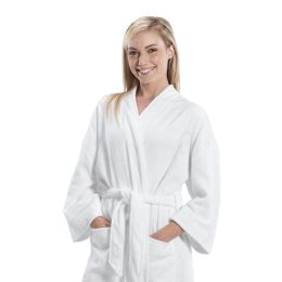 3 Pieces Deluxe Kimono Style Luxury Bathrobe In White - Bath Robes