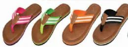 36 Wholesale Women Beach Sandals Striped Thong Flip Flops
