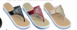 36 Wholesale Womens T Strap Elastic Platform Sandals Open Toe Bohemian Rhinestone Thong Flip Flops Sandal