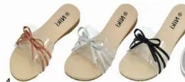 24 Wholesale Womens Flip Flops Bow Glitter Thong Flat Dress Sandals