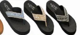 36 Wholesale Womens Flip Flops Rhinestones Platform Sandals Comfort Shoes
