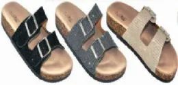 36 Wholesale Womens Comfort Slide Sandal Glitter