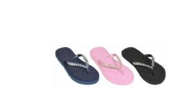 48 Wholesale Womens Rhinestone Ornamented Flip Flop Sandal