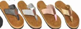 36 Wholesale Womens Chunky Metallic Flip Flop Sandal