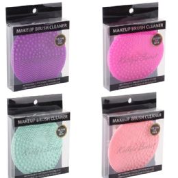96 Wholesale MakE-Up Brush Cleaner Oval - Hot Pink
