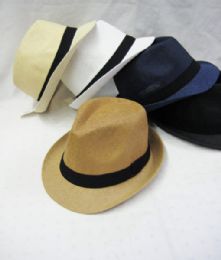 36 Wholesale Unisex Assorted Color Fedora Hat