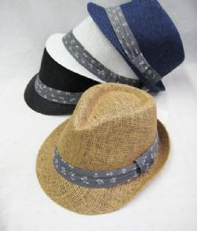 36 Wholesale Unisex Assorted Fedora Hat With Anchor Print