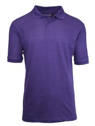 36 of Boys Cotton Blend Short Sleeve School Uniform Polo Shirt - Solid Grape Size 4