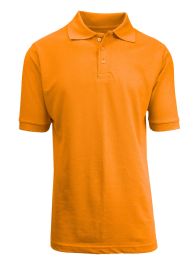 36 Pieces Boys Cotton Blend Short Sleeve School Uniform Polo Shirt - Solid Orange Size 4 - Boys School Uniforms