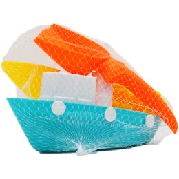 36 Pieces 8.25" Beach Boat W/ 2pc Acss In Pegable Net Bag, 2 Assrt - Summer Toys
