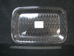 72 Pieces Pl. Clear Tray Rect. Diag. Lines 36pc/c - Plastic Tableware