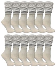 24 Bulk Yacht & Smith Slouch Socks For Women, Solid White Size 9-11 - Womens Crew Sock	