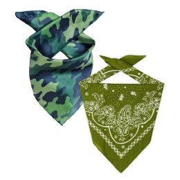 144 Pieces Camo And Olive Green 22x22 Inch Cotton Bandanna - Hygiene Gear