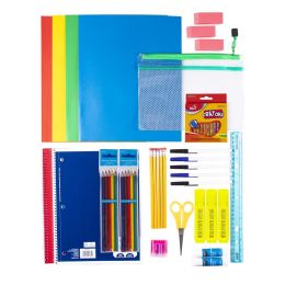 12 Wholesale 48 Piece Deluxe Kids Bulk School Supply Kits