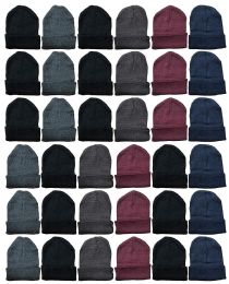 60 Wholesale Yacht & Smith Unisex Assorted Dark Colors Adult Winter Beanies