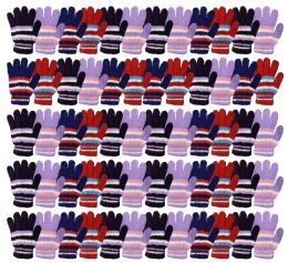 Yacht And Smith Women's Assorted Striped Colored Fuzzy Gloves