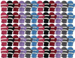 240 Wholesale Yacht And Smith Kids Unisex Fuzzy Mittens In Assorted Striped Colors