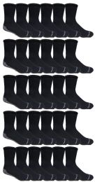 60 Wholesale Yacht & Smith Mens Loose Fit Gripper Bottom NoN-Skid Slipper Socks ,yoga, Trampoline Socks Solid Black