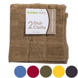 72 Wholesale Kitchen Dish Cloth 2pk 12x126 Assorted Colors Peggable