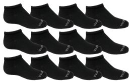48 Pairs Yacht & Smith Kids Unisex 97% Cotton Low Cut No Show Loafer Socks Size 6-8 Solid Black - Girls Ankle Sock