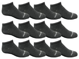 48 Pairs Yacht & Smith Kids Unisex 97% Cotton Low Cut No Show Loafer Socks Size 6-8 Solid Gray - Girls Ankle Sock
