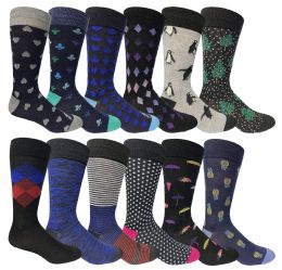 36 Pairs Yacht & Smith Assorted Design Mens Dress Socks, Sock Size 10-13 Assorted 12 Designs - Mens Dress Sock