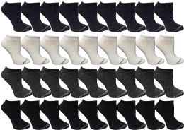 36 Wholesale Yacht & Smith Womens 97% Cotton Light Weight No Show Ankle Socks Solid Assorted Colors