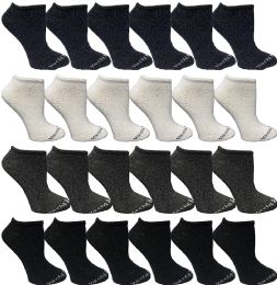 24 Wholesale Yacht & Smith Womens 97% Cotton Light Weight No Show Ankle Socks Solid Assorted Colors