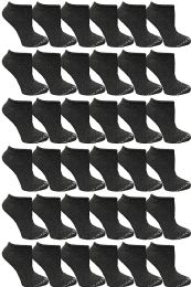 36 Wholesale Yacht & Smith Womens 97% Cotton Light Weight No Show Ankle Socks Solid Dark Heather Gray