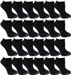 24 Wholesale Yacht & Smith Womens 97% Cotton Light Weight No Show Ankle Socks Solid Black