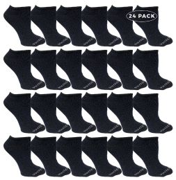 24 Wholesale Yacht & Smith Womens 97% Cotton Light Weight No Show Ankle Socks Solid Navy