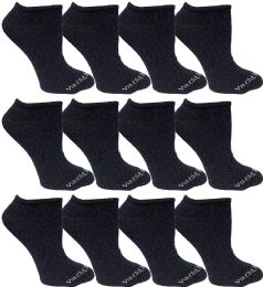 12 Wholesale Yacht & Smith Womens 97% Cotton Light Weight No Show Ankle Socks Solid Navy