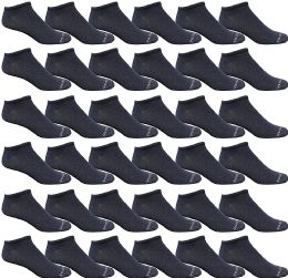 36 Wholesale Yacht & Smith Mens 97% Cotton Light Weight No Show Ankle Socks Solid Navy