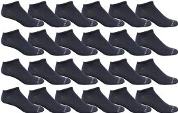 24 Wholesale Yacht & Smith Mens 97% Cotton Light Weight No Show Ankle Socks Solid Navy