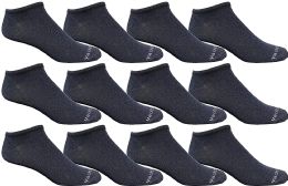 12 Bulk Yacht & Smith Mens 97% Cotton Light Weight No Show Ankle Socks Solid Navy