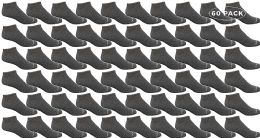 60 Wholesale Yacht & Smith Mens 97% Cotton Light Weight No Show Ankle Socks Solid Gray