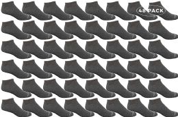 48 Pairs Yacht & Smith Mens 97% Cotton Light Weight No Show Ankle Socks Solid Gray - Mens Ankle Sock
