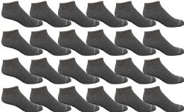 24 Wholesale Yacht & Smith Mens 97% Cotton Light Weight No Show Ankle Socks Solid Gray
