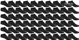 72 Wholesale Yacht & Smith Mens 97% Cotton Light Weight No Show Ankle Socks Solid Black