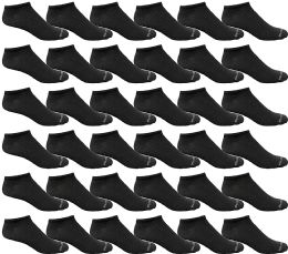 36 Pairs Yacht & Smith Mens 97% Cotton Light Weight No Show Ankle Socks Solid Black - Mens Ankle Sock