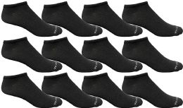 24 Wholesale Yacht & Smith Mens 97% Cotton Light Weight No Show Ankle Socks Solid Black