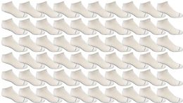 60 Bulk Yacht & Smith Mens 97% Cotton Light Weight No Show Ankle Socks Solid White