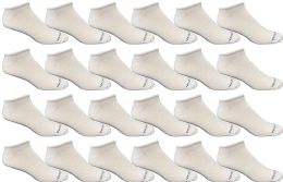 24 Wholesale Yacht & Smith Mens 97% Cotton Light Weight No Show Ankle Socks Solid White