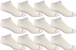 12 Bulk Yacht & Smith Mens 97% Cotton Light Weight No Show Ankle Socks Solid White