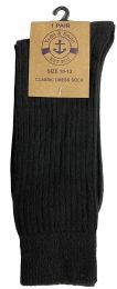 48 Wholesale Yacht & Smith Mens Classic Combed Cotton Black Ribbed Dress Socks