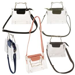 24 Pieces Women's Clear Pvc Crossbody Bag With Cat Ear Handles - Shoulder Bags & Messenger Bags