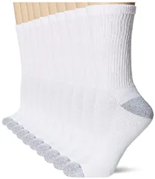 Yacht & Smith Women's Cotton White With Gray Heel/toe Crew Socks