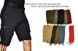 12 Wholesale Men's Cargo Shorts - Khaki Only