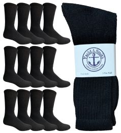 Yacht & Smith Men's Cotton Terry Cushioned King Size Crew Socks