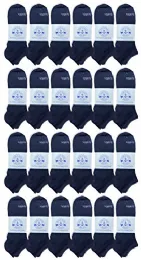 24 Wholesale Yacht & Smith Kids Light Weight No Show Breathable Ankle Socks Solid Navy